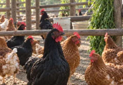 Gallinas criollas en el corral