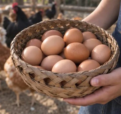 Canasta con huevos criollos